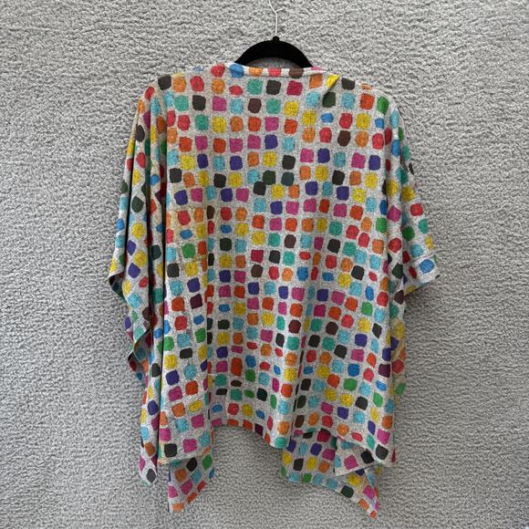 Et'Lois Wrap Cardigan One Size Womens Top Multicolor Rainbow Soft Knit USA Made - Picture 9 of 10